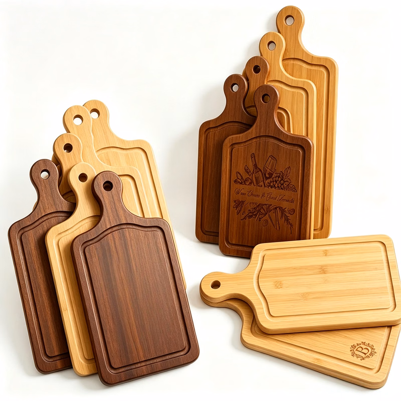 Bamboo and Wood Charcuterie Board Set with Handle