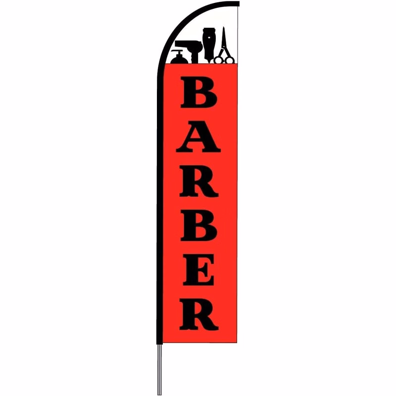 Barber Shop(Red)Flag Kit 15' Feet Feather Flag Sign feather banners Outdoor Banner
