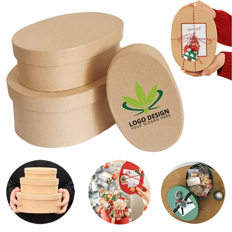 Christmas Oval Kraft Corrugated Board Boxes