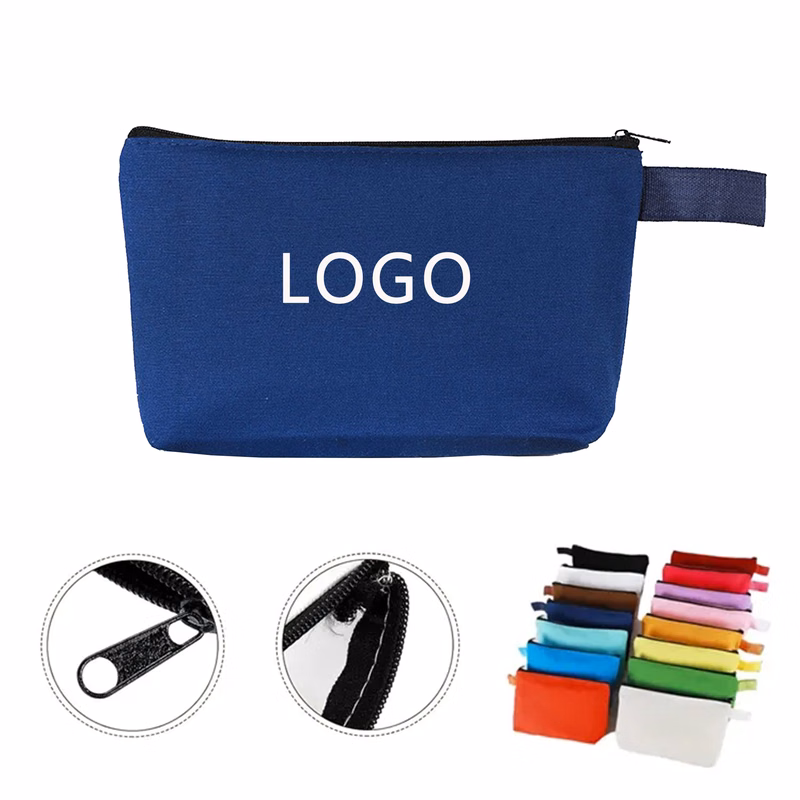 Colorful Canvas Zipper Pencil Case Handheld Makeup Bag