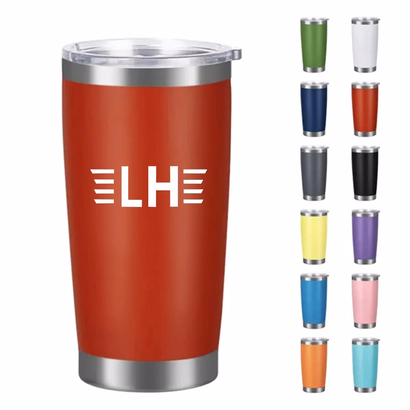 20 Oz. Powder Coated Tumbler w/Clear Slide Lid