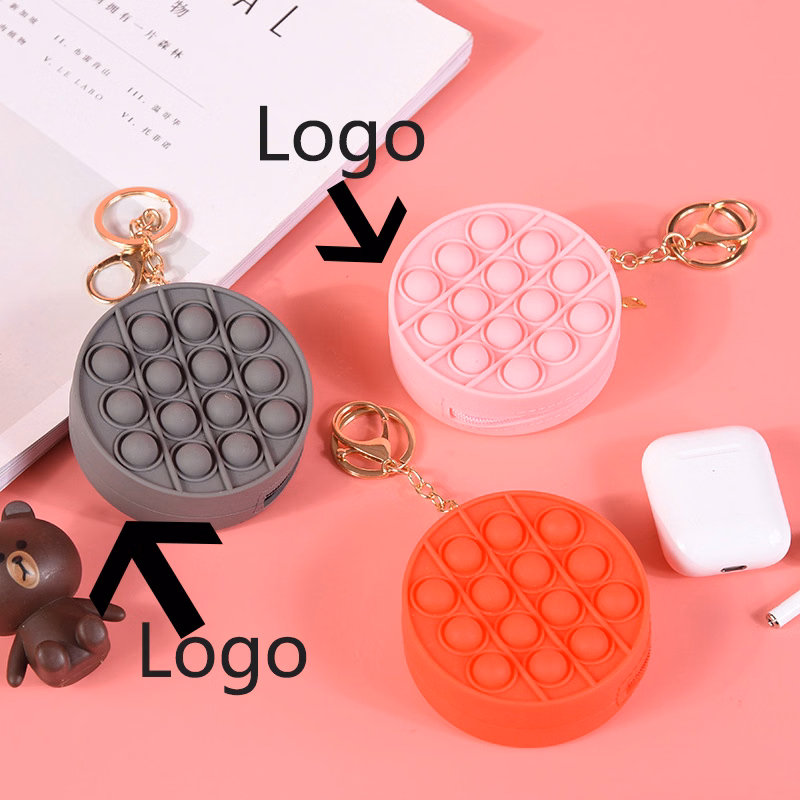 Round Shape Push Pop Headphonebag Key Chain