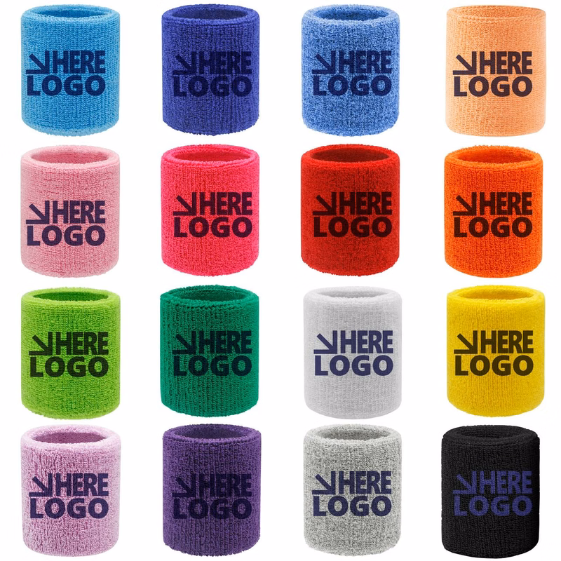 Custom Logo Terry Cloth Wrist Sweatbands for Sports