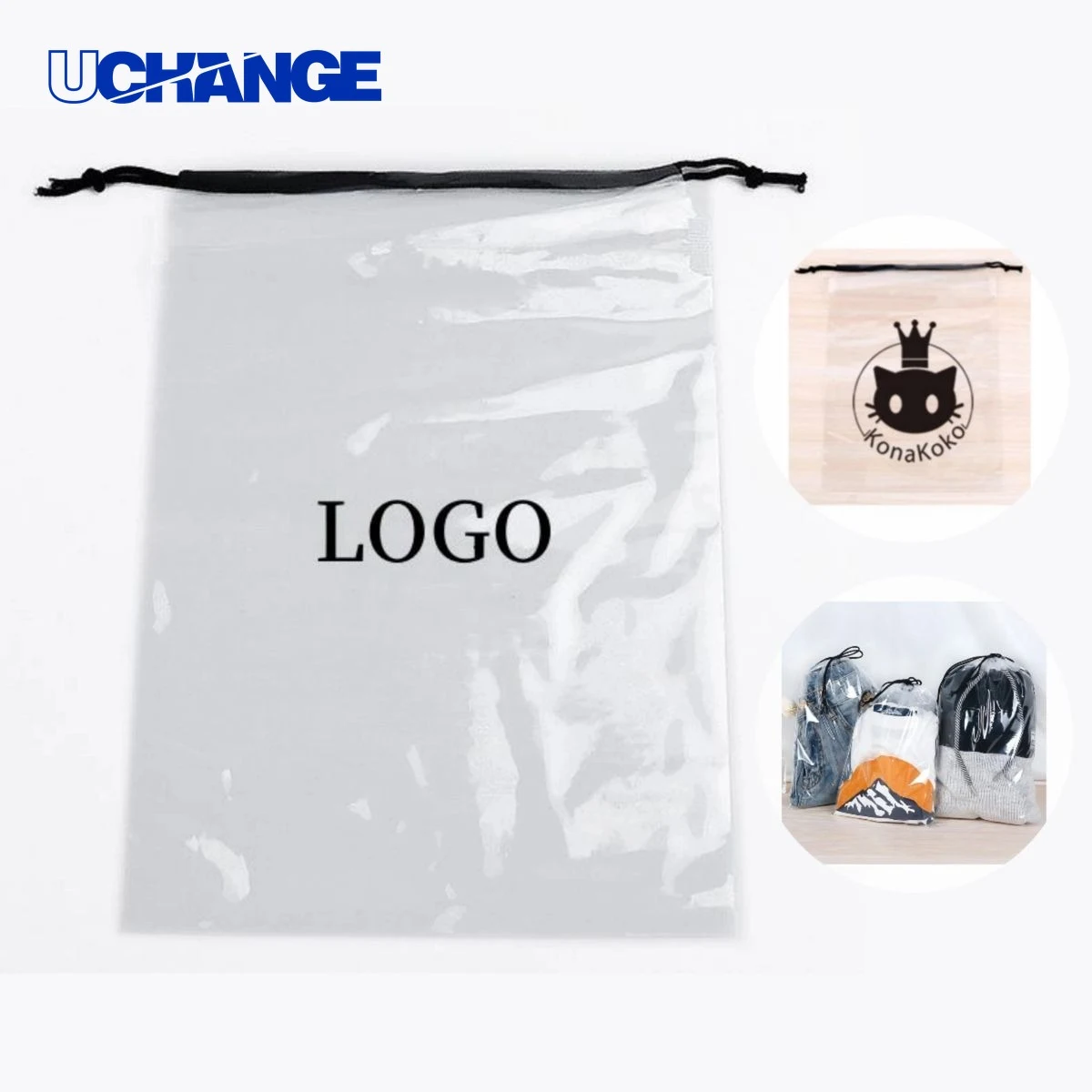 Disposable Clear Drawstring Bag Organizer 1