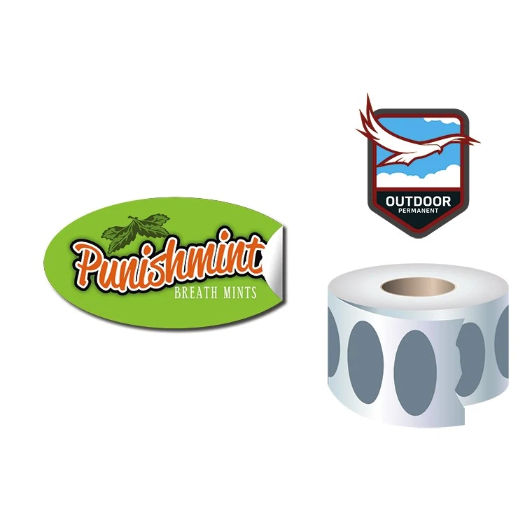 Roll Stickers / Decal - Outdoor Permanent - 2x1 Oval Shape 1