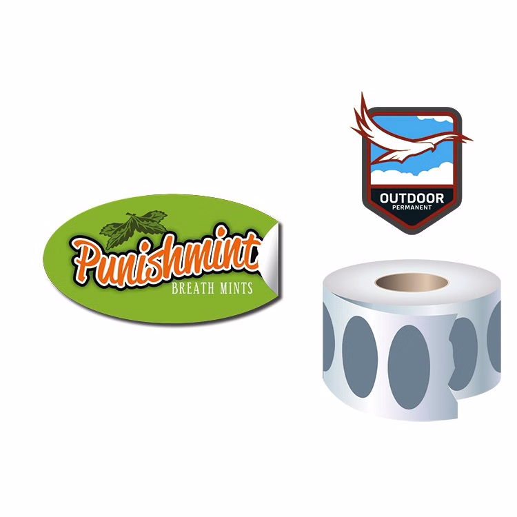 Roll Stickers / Decal - Outdoor Permanent - 2x1 Oval Shape