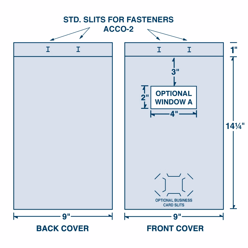 2-Piece Legal Size Capacity Cover with Slits for Fasteners PMS Printed