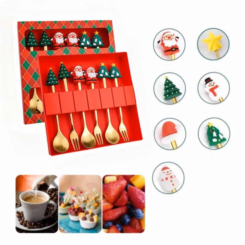 Christmas Dessert Spoon & Fork (6 pcs)