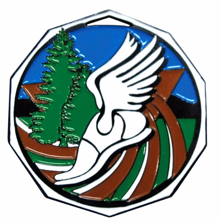 Cross Country Decagon Colored Medallion (2")