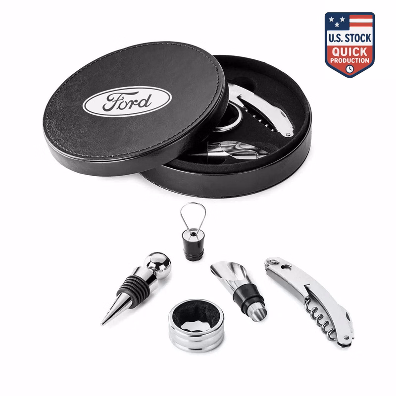 WineVault 4 PC Leatherette Case Wine Opener Set & Corkscrew