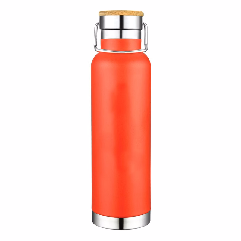 22oz. Blank Stainless Steel Leak Proof Bottle, Stainless Carry Bar, Bamboo Accent top