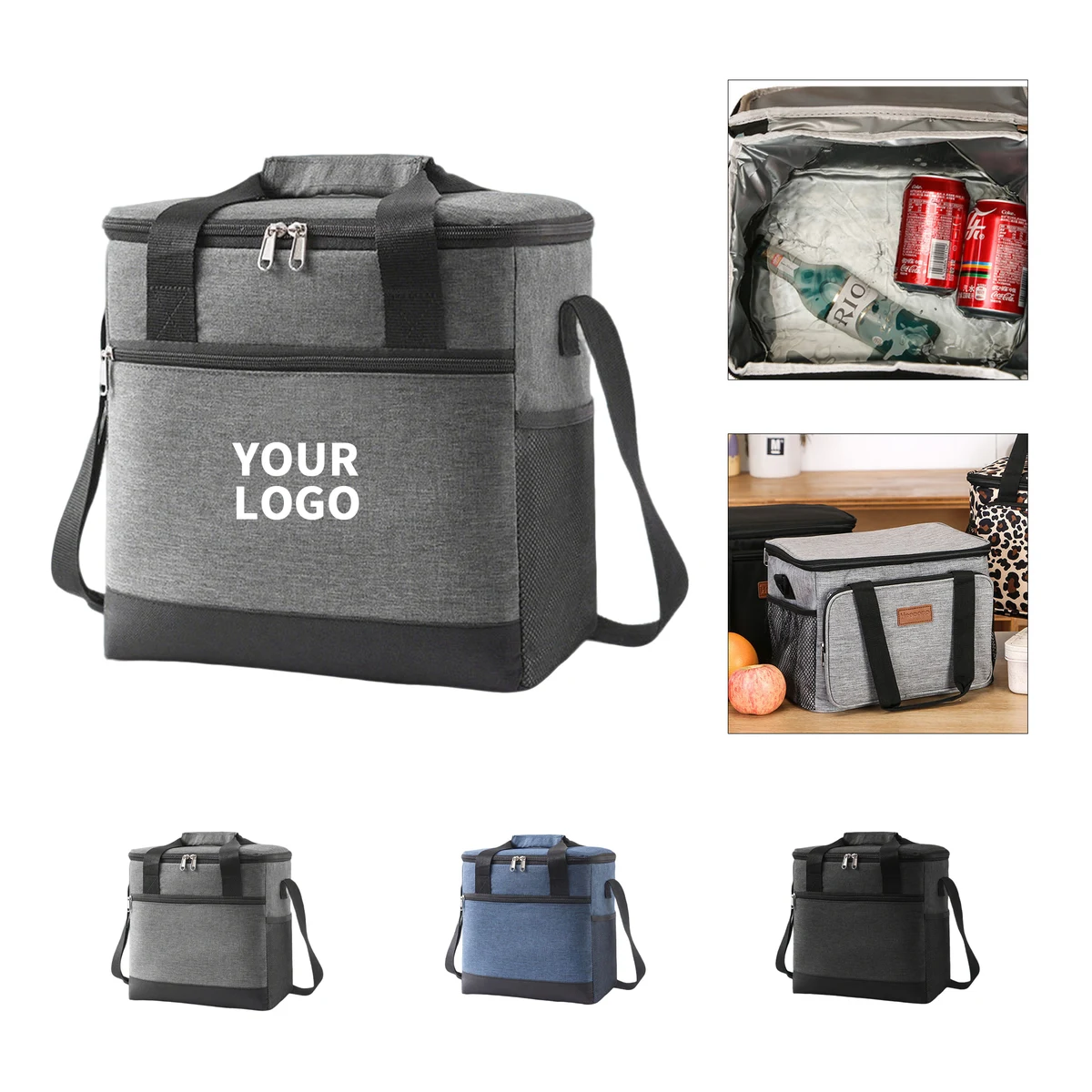 Insulated Lunch Tote 15 Liter With Shoulder Strap 11" x 7" x 11.8" 1