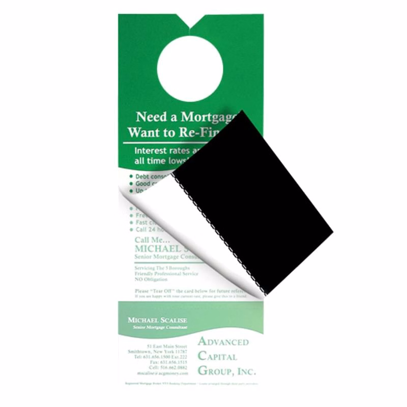 Custom Printed Door Hanger With Business Card Magnet