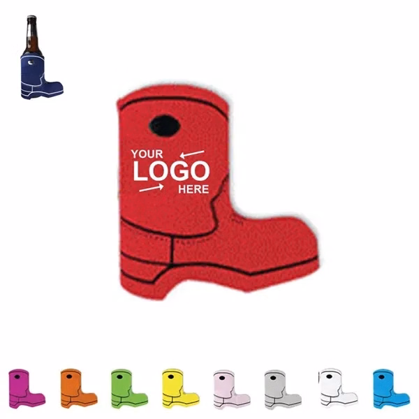 Custom Neoprene Boot Shape Beer Bottle Sleeve — Western Theme Beverage Promo Cooler