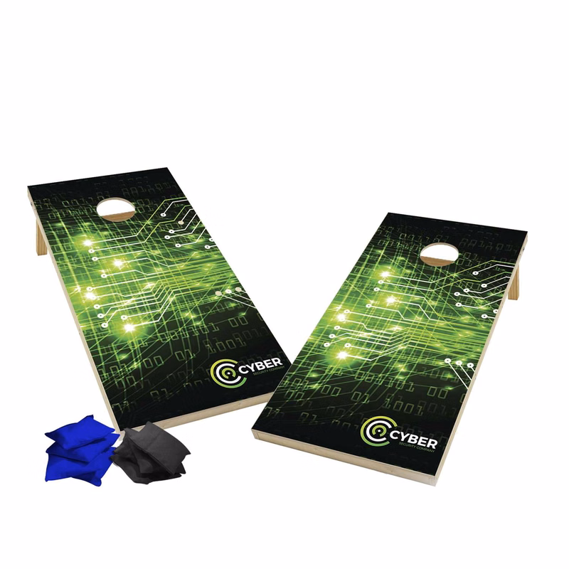 Wood Cornhole Plus, 4 Black & Royal Bean Bags