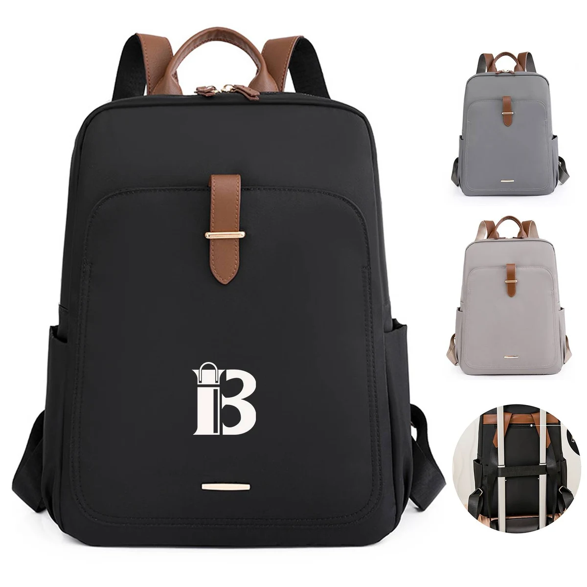 Travel PU Leather Laptop Backpack 1