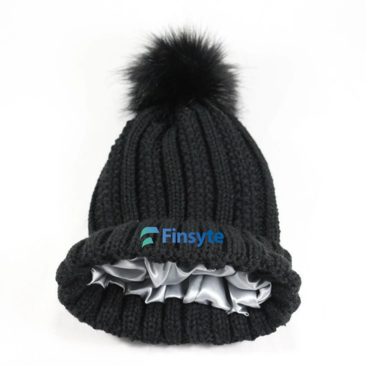 Winter Knitted Beanie Hat With Fur Pom 1