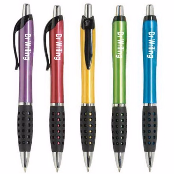 Ballpoint pen with stylish grip section and accent clip