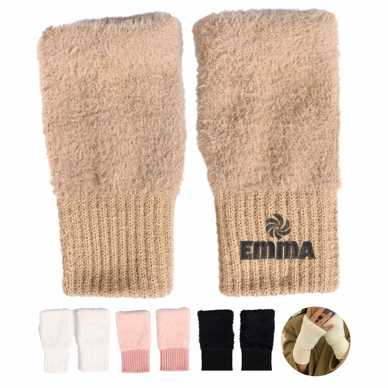 Winter Faux Fur Arm Warmers Fingerless Gloves