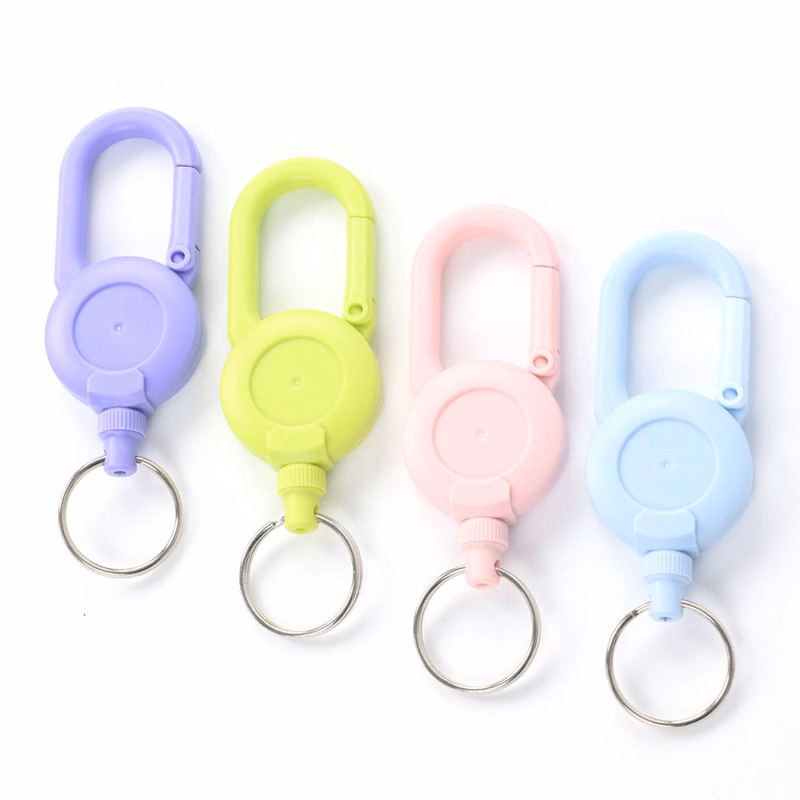 Plastic Retractable Stretch Cord Key Chain