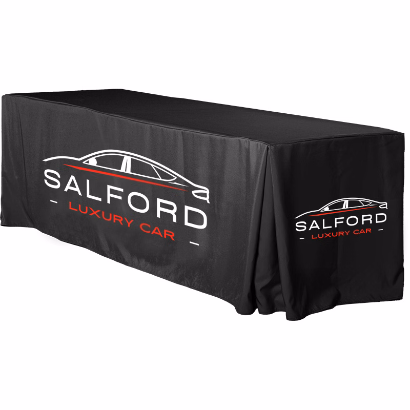8' Overall, Pleated Corner Dye Sublimation Custom Color Imprint Table Cover