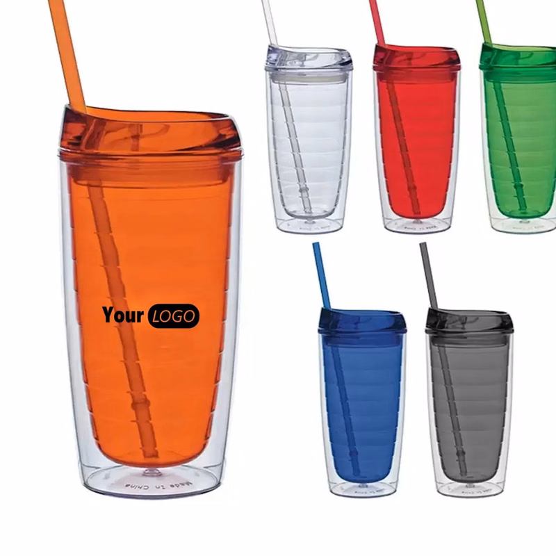16oz Double Wall Solid Clear Orbit Acrylic Tumbler