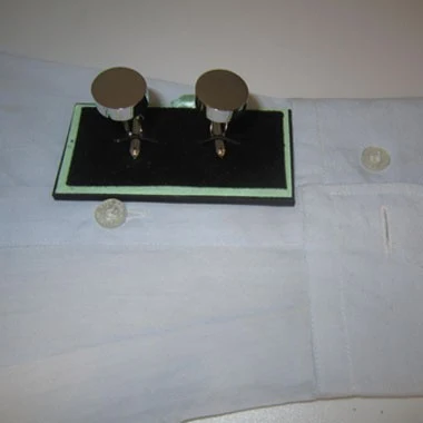 Rhodium Plated Round Cufflinks 1