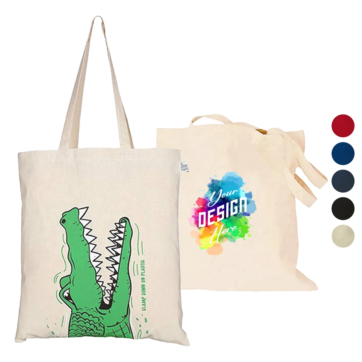 7 oz Natural Color Cotton Canvas Tote Bag USA Decorated (15" X 16") 1