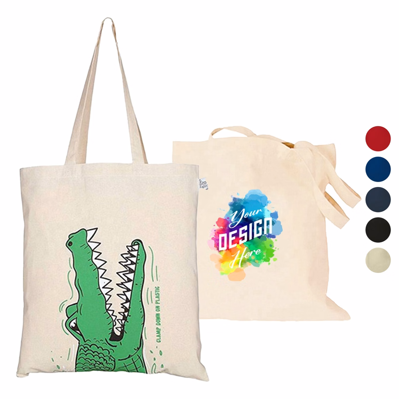 7 oz Natural Color Cotton Canvas Tote Bag USA Decorated (15" X 16")