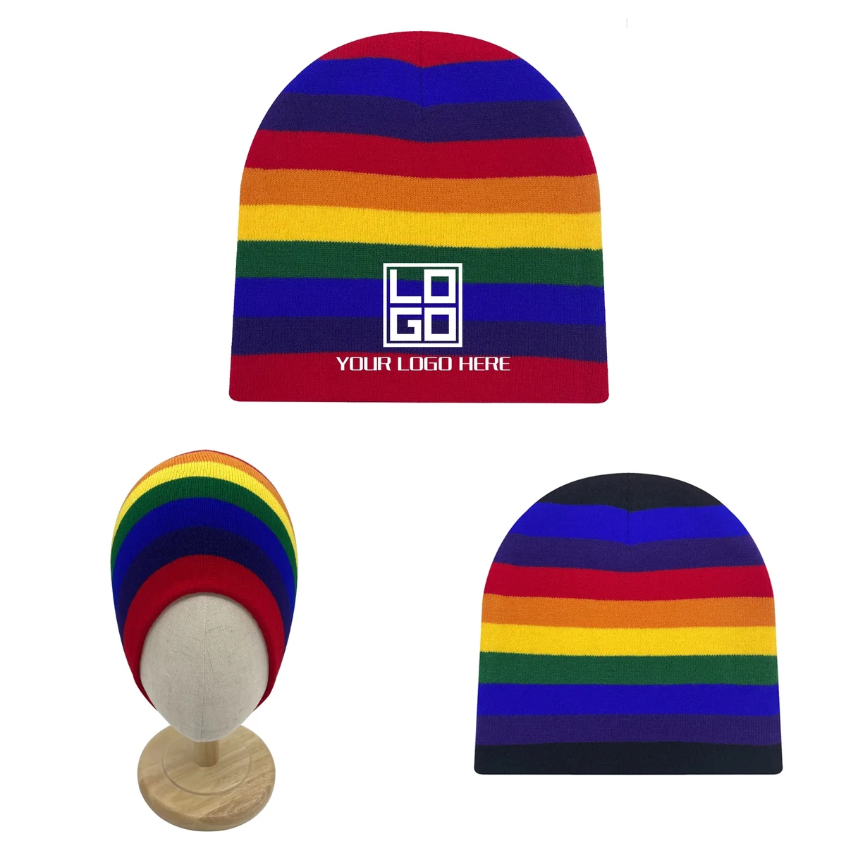 Winter Rainbow Knitted Hat 1