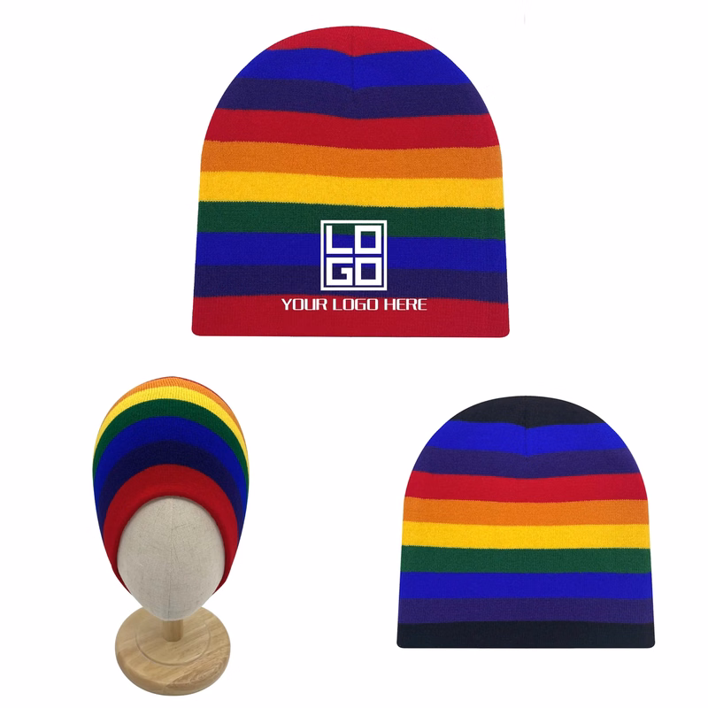 Winter Rainbow Knitted Hat