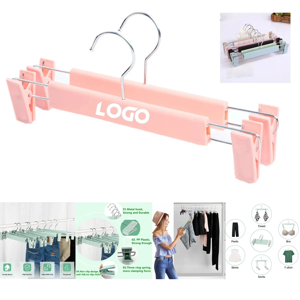 Skirt Pants Hangers with Clips 1