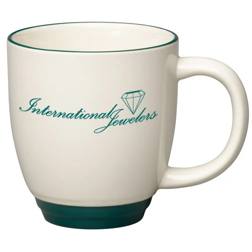 14 oz. Almond with Green Lip and Base Accent Bistro Mug 1