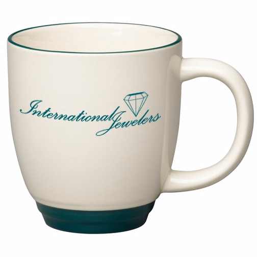 14 oz. Almond with Green Lip and Base Accent Bistro Mug