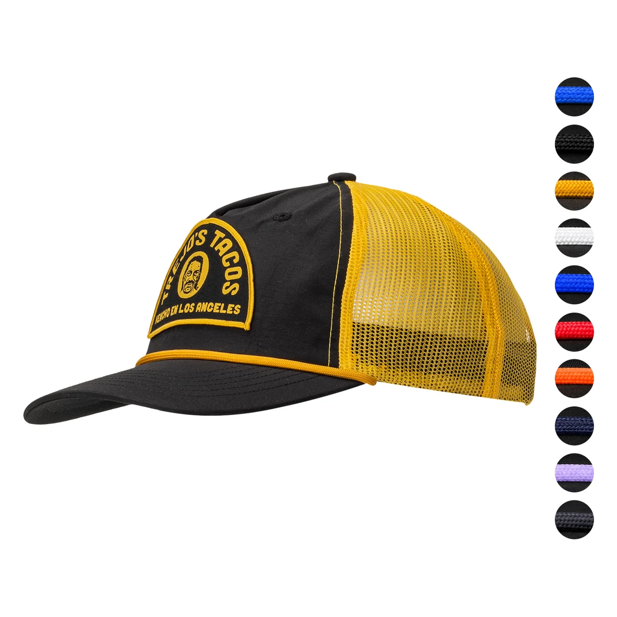 Premium Taslon & Mesh Fabric 5-Panel Rope Halfmoon Structured Cap with Snapback Closure 1
