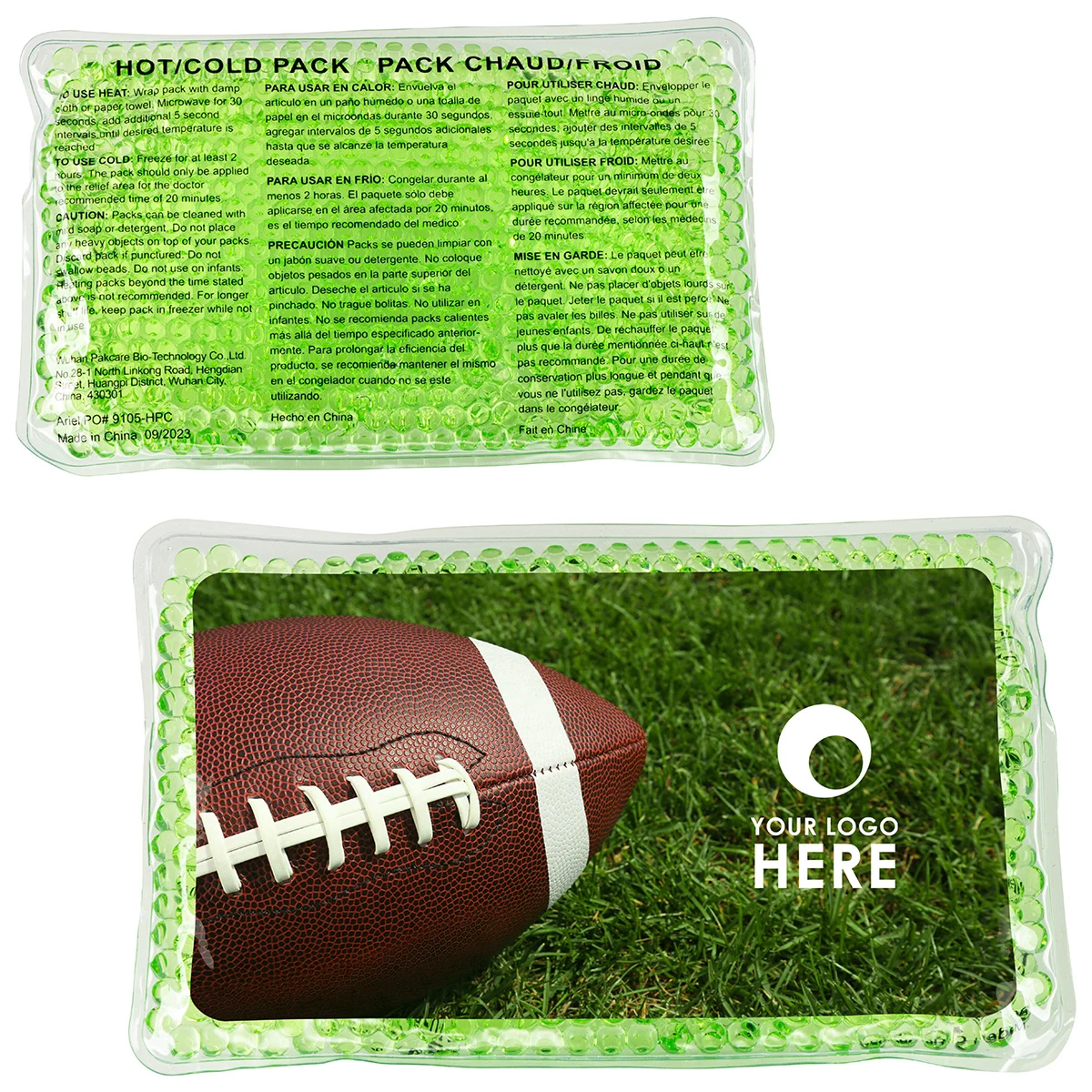Football Large Rectangle Aqua Pearls™ Hot/Cold Pack 1