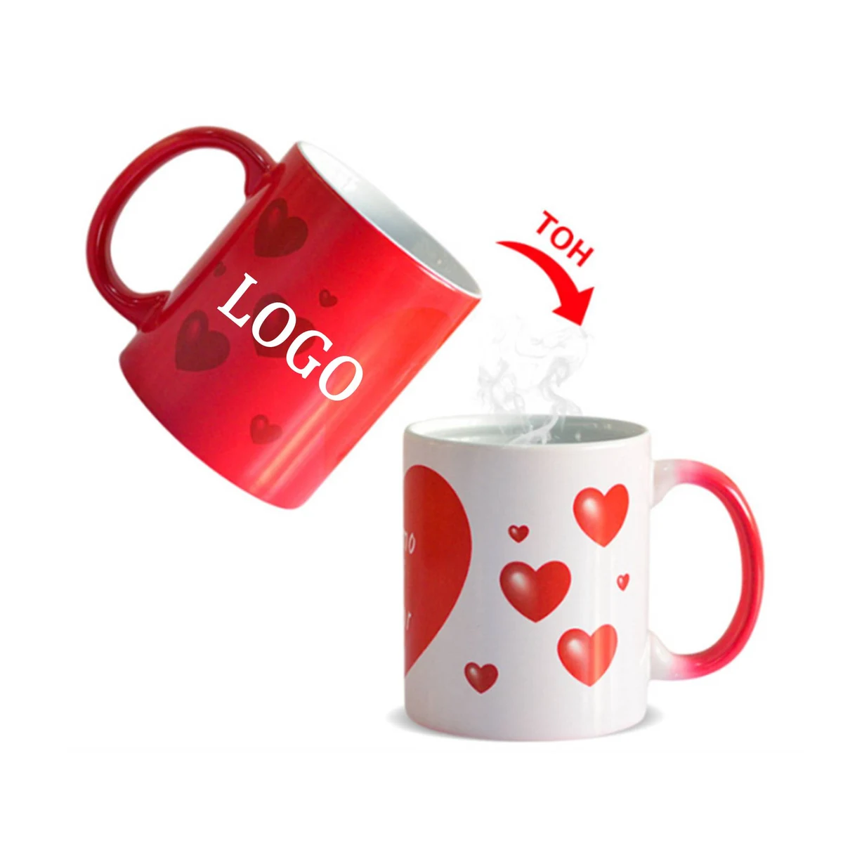Ceramic Love Heart Pattern Color Change Mug 1