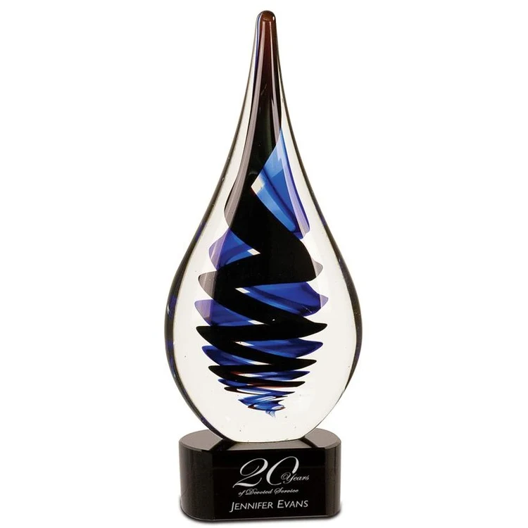 Black Twist Rain Drop Art Glass 1