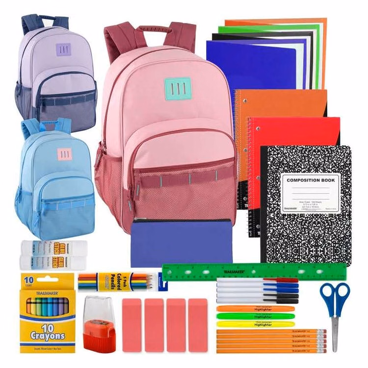 Two Tone Backpacks with 45-Piece School Supply Kits