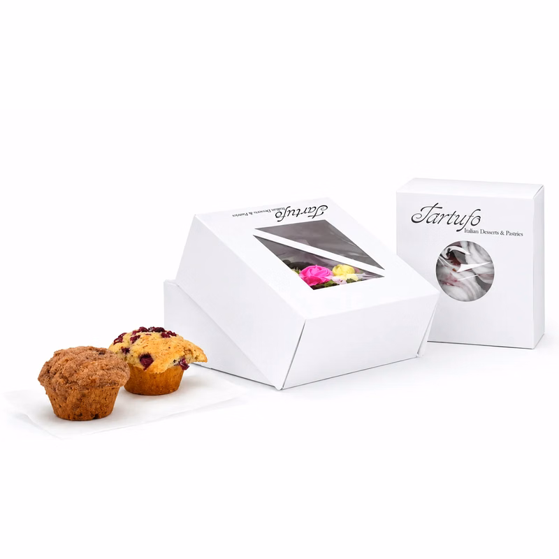 White & Kraft Pastry Boxes with Window