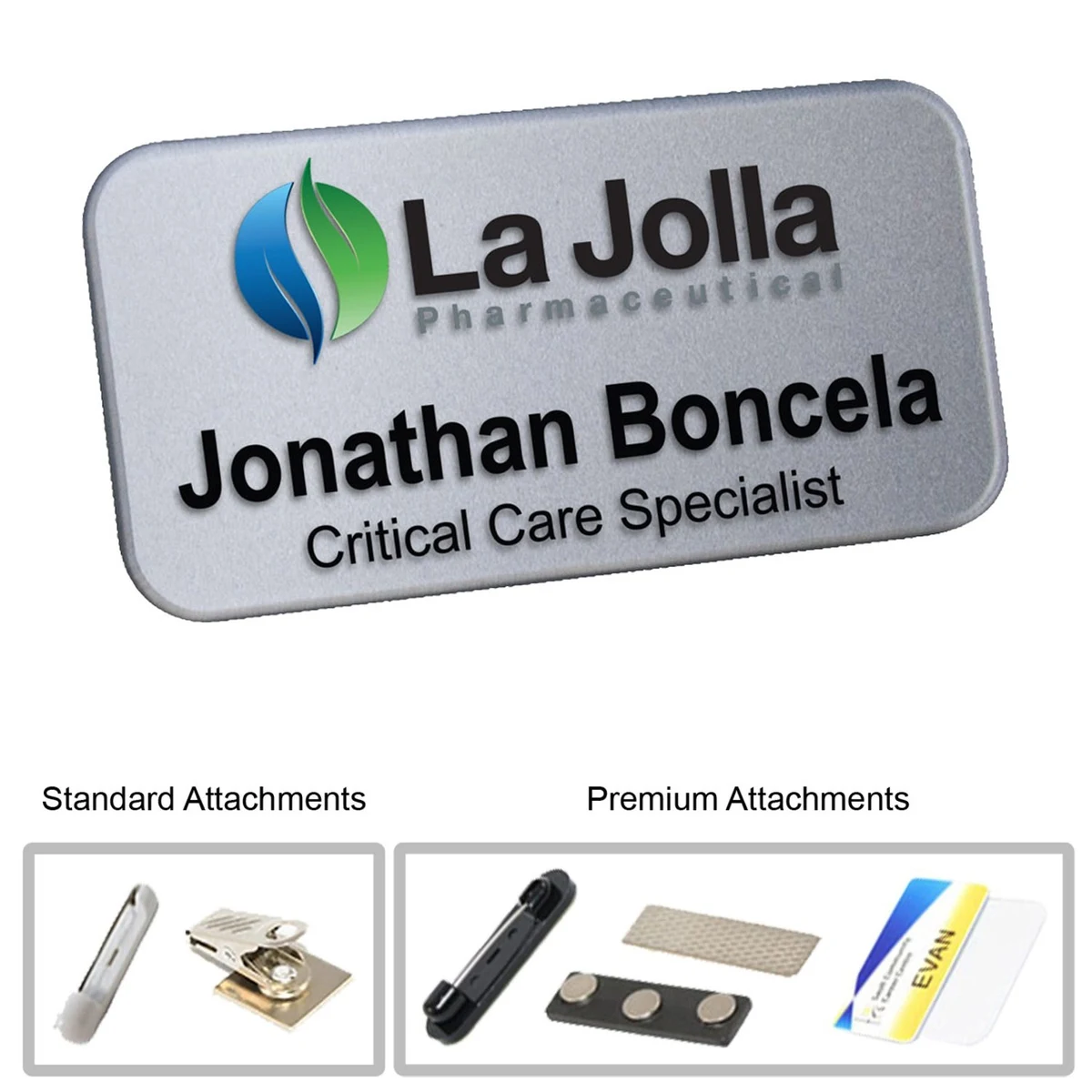 3"W x 1.25"H Shadow Name Badge w/ Full Color Logo 1