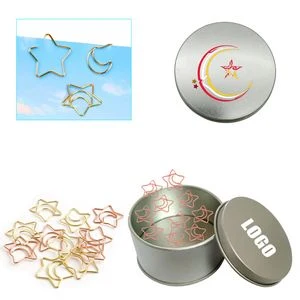 Moon Star Shaped Paper Clips in Tin Box 1