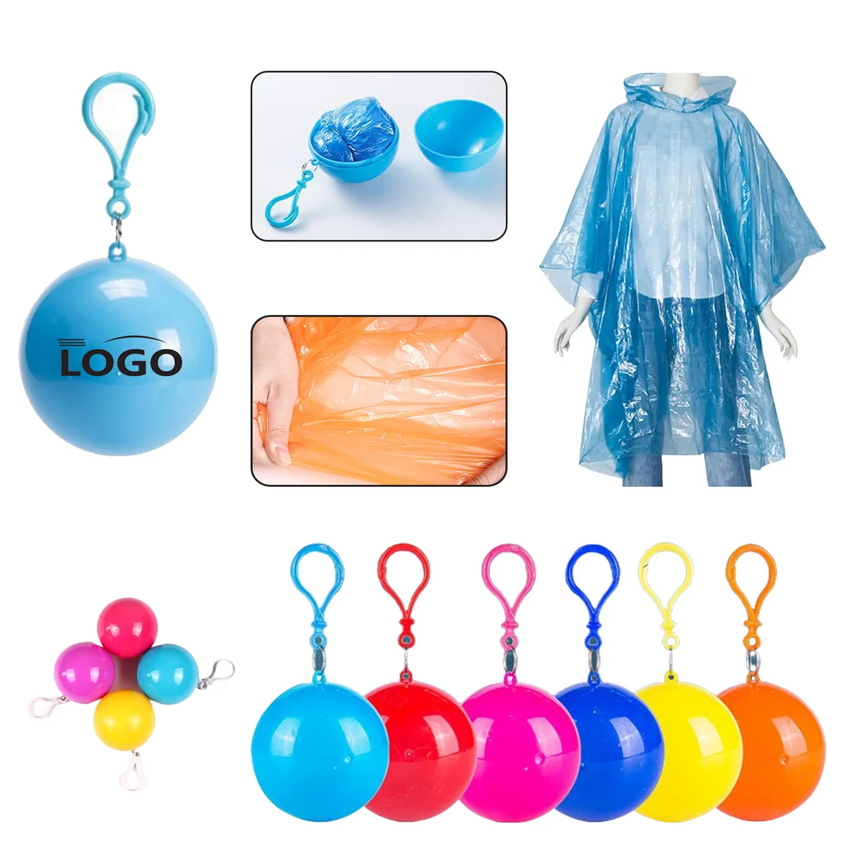 Portable Disposable Rain Poncho Ball 1