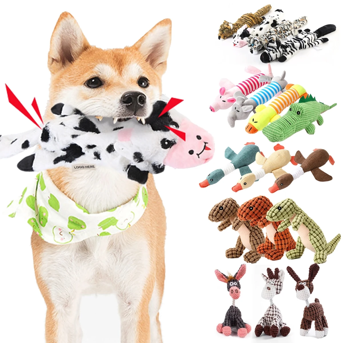 Pet Crinkle Dog Toy No Stuffing Animals 1