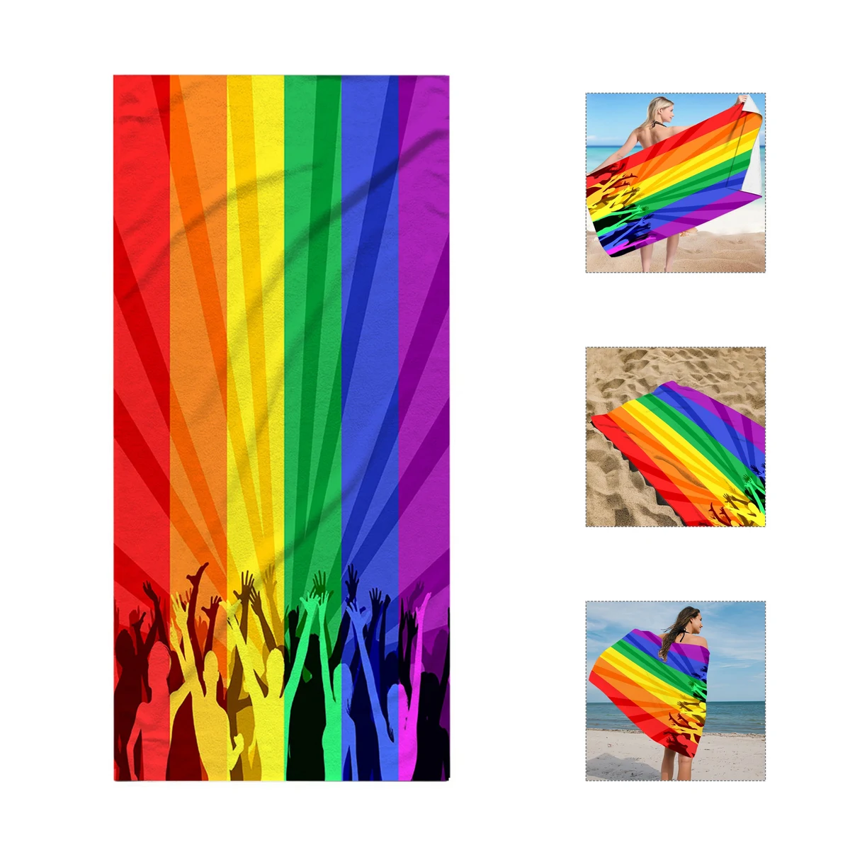 Full Color Rainbow Beach Towel 1
