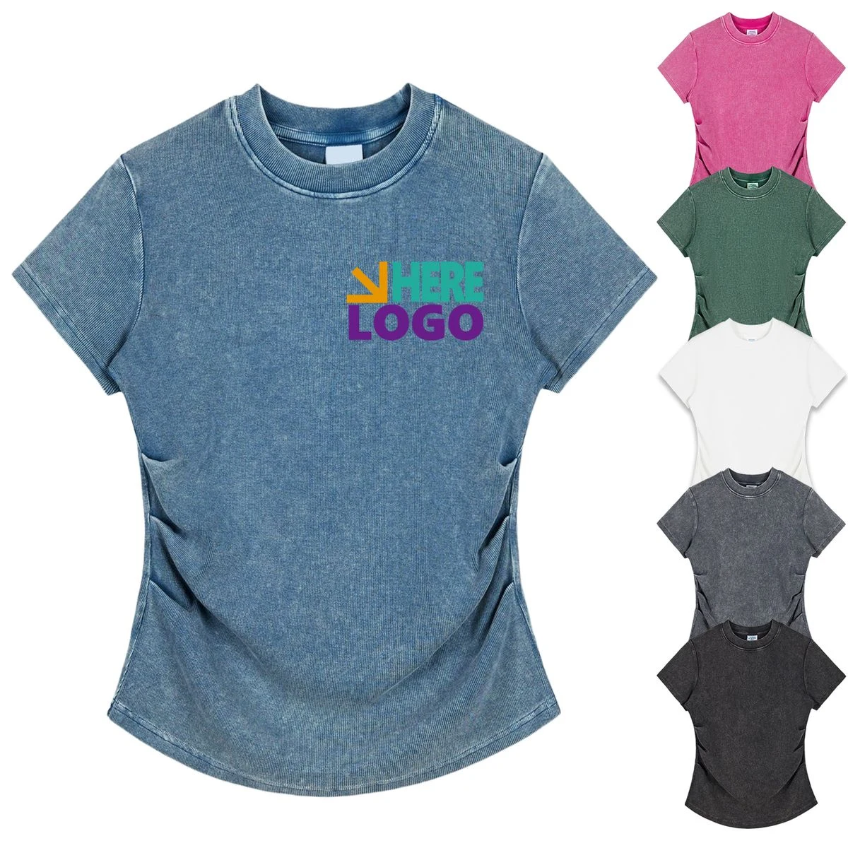 Washed Wrinkled Fitted T Shirt 1