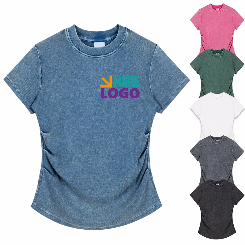 Washed Wrinkled Fitted T Shirt