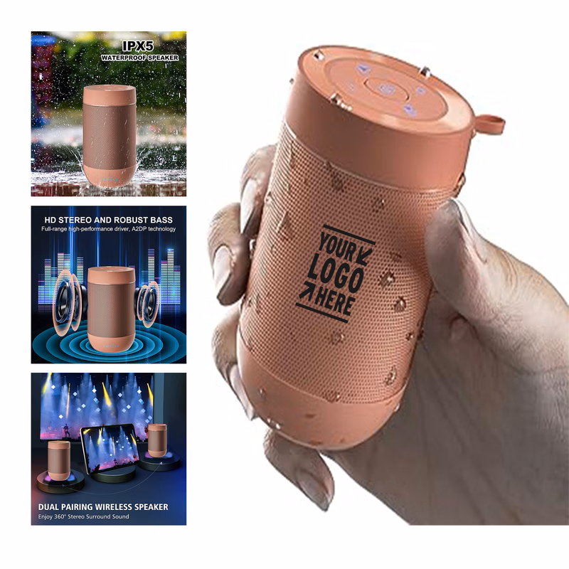 360 HD Built In Mic Loud Sound IPX5 Portable Bluetooth Waterproof Small Wireless Shower Speaker
