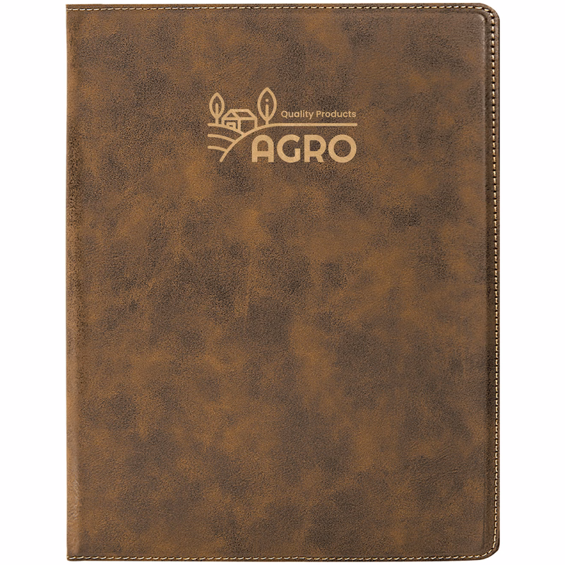 9" x 12" Leatherette Rustic/Gold Portfolio