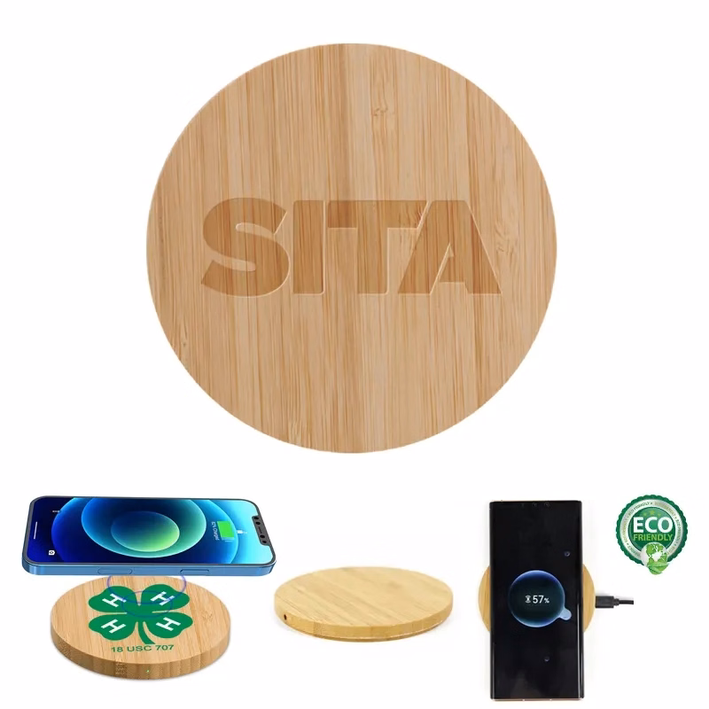 Eco-Friendly Bamboo Wooden Wireless Charger Pad 15W